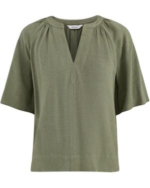 SELECTED Slfviva 2/4 V-Neck Blend Top Noos - Green