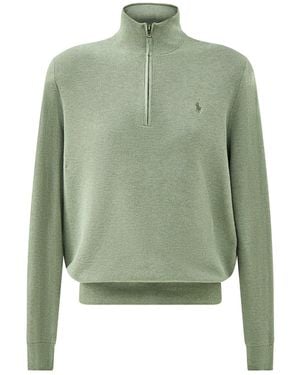 Polo Ralph Lauren Texture Quarter Zip Jumper - Green