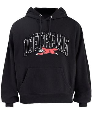 ICECREAM University Applique Running Dog Popover Hoodie - Black