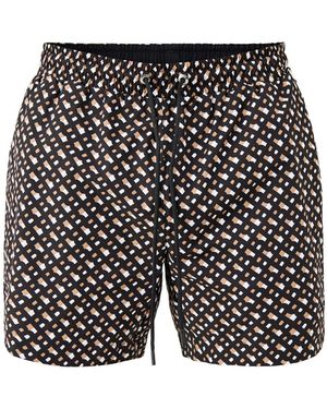 BOSS Manu Corp Monogram Swim Shorts - White