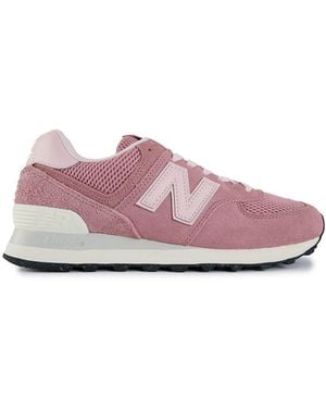 New Balance 574 Suede Trainers - Pink