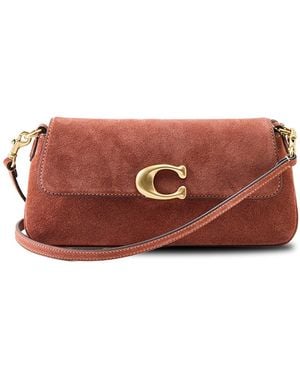 COACH Jet Suede Shoulder Bag Clay - Grey