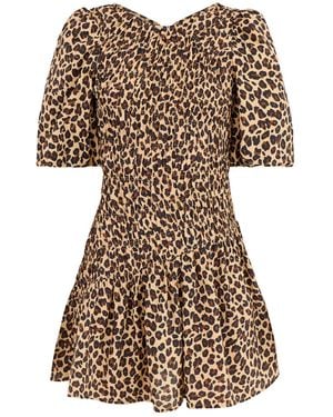 Never Fully Dressed Leopard Mini Nara Dress - Natural