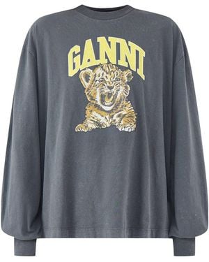 Ganni Future Jersey Tiger T-Shirt - Blue