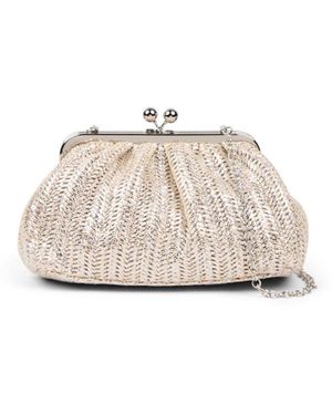 Anna Cecere Top Clip Small Clutch With Chain Bag - White