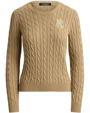 Ralph Lauren Cable Knit Button Shoulder Jumper - Multicolour