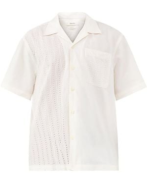 SELECTED Jax Broderie Short Sleeve Shirt Cream - White