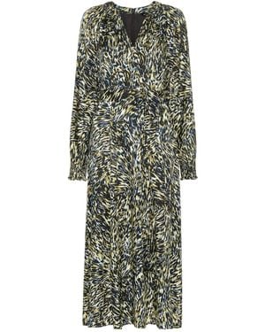 Whistles Khaki/Multi Leopard Swirl Midi Dress, Wood/Metal - Green