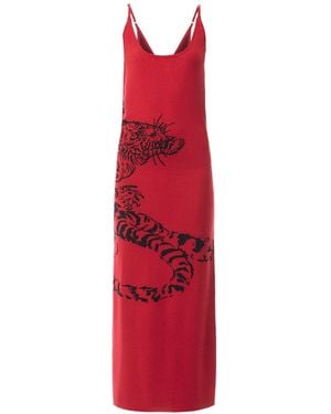 Ed Hardy Snow Tiger Knitted Maxi Dress - Red
