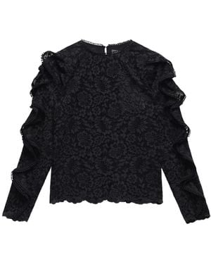 Mint Velvet Women's Lace Ruffle Top - Black