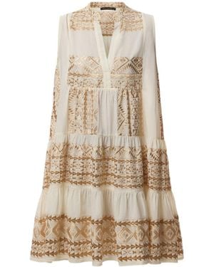 Kori Classic Triangle Sleeveless Low V-Neckline Mini Dress - Natural