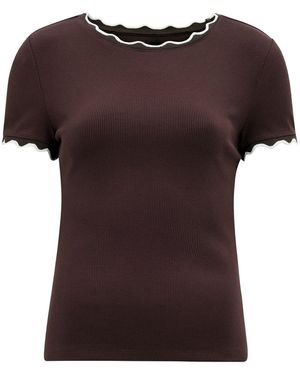 Forever New Rebecca Scallop Trim T-Shirt - Brown