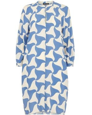 Whistles Spun Triangle-Print Relaxed-Fit Woven Mini Dress - Blue