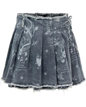 Ed Hardy Edh Love Print Skirt - Blue