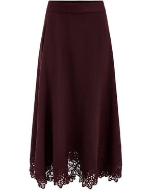 Zimmermann Valiant Merino Lace Midi Skirt - Purple