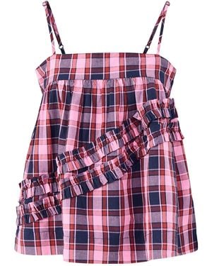Damson Madder Nyra Ruffle Checked Cami Top - Red