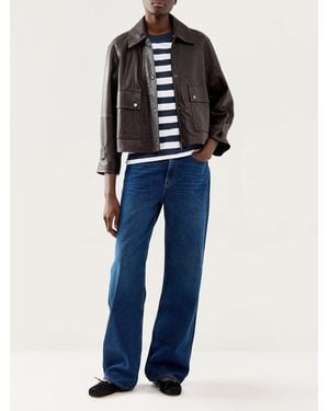 SELECTED Essential Short Sleeve Striped Boxy Tee - Blue