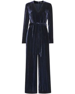 Whistles Elora Wide-Leg Velvet Jumpsuit - Blue
