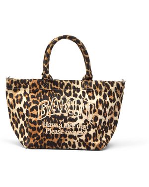 Ganni Women's Small Easy Shopper Leopard Tote Bag - Multicolour