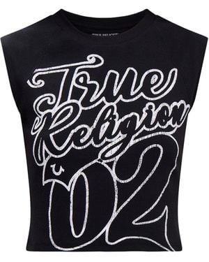 True Religion Sporty Short Sleeves Raglan Rib Top - Black