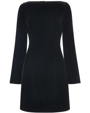 Whistles Velvet Flare Sleeve Dress - Black