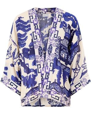 One Hundred Stars Giant Willow Print Kimono - Blue