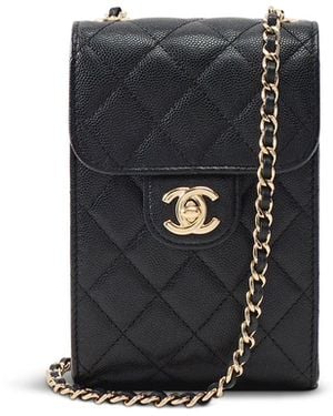 Le Prix Coach Calfskin Phone Case Shoulder Bag – - Black