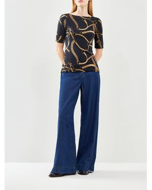 Ralph Lauren Judy Elbow Sleeve Chain Link Print T-Shirt Multi - Blue