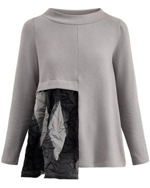 Mama B. Textured Boat Neck Knit Top - Grey