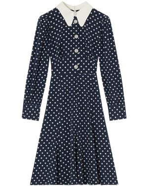 LK Bennett Mathilde & Polka Dot Silk Tea Dress - Blue