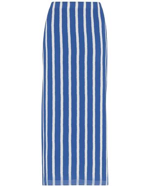 Whistles Women's Crinkle Stripe Midi Skirt - Blue