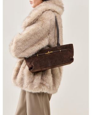Marlon Bacil Long Handle Suede Bag - White