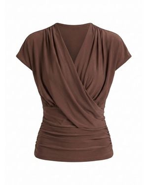Forever New Oakley Draped V-Neck Blouse - Brown