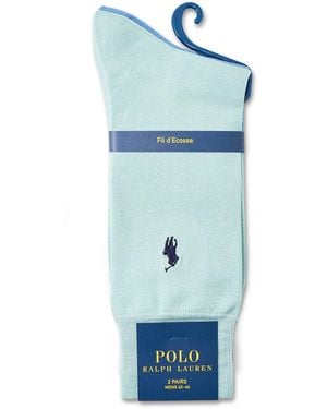 Polo Ralph Lauren 2 Pack Mercerised Crew Socks - Blue
