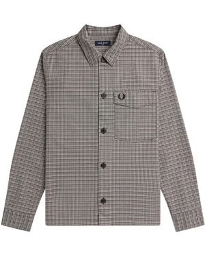 Fred Perry Textured Overshirt - Grey
