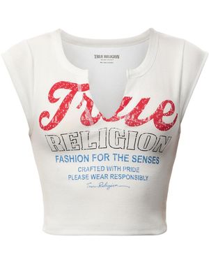 TRUE RELIGION Vintage Tr V Notch Rib Top - White