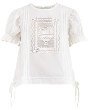 Damson Madder Mabel Lace Insert Blouse - White