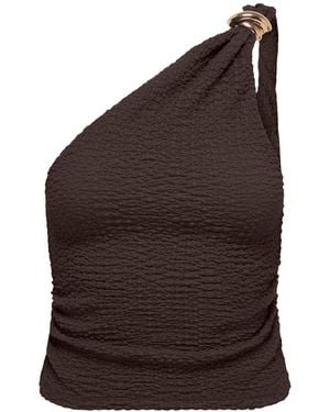 ONLY Erikka Asymmetric Crinkle Top - Brown