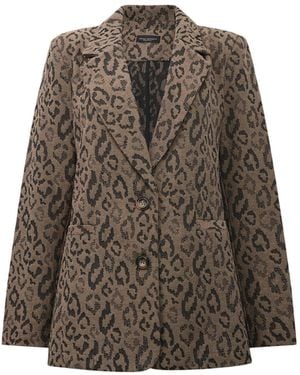 James Lakeland Leopard Print Detail Blaser - Brown