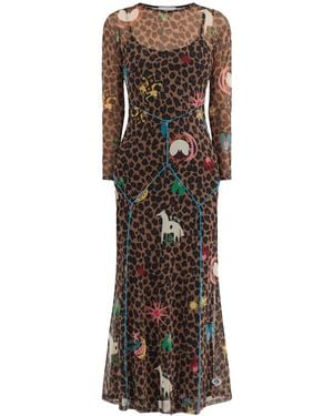 Never Fully Dressed Leopard Dusk Cleo Maxi Dress, Polyester - Brown