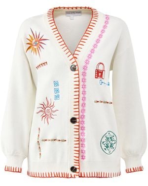 Never Fully Dressed Embroidered Martha Cardigan - White