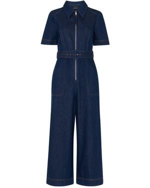 Whistles Pintuck Belted Jumpsuit - Blue