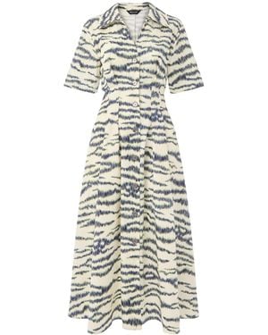 Whistles Feathered Tiger Midi Dress - White