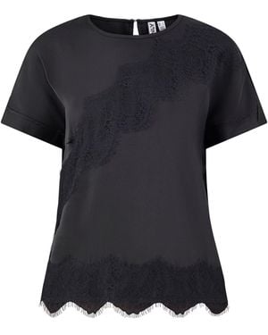 ONLY Lace Satin Short Sleeve Top - Black