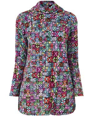 Sahara Peruvian Stitch Patchwork Top - Blue