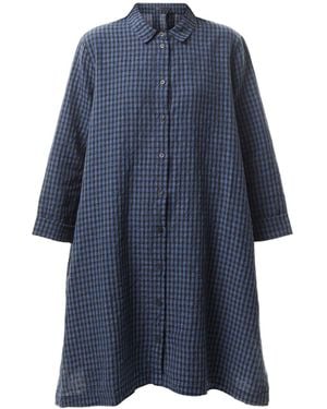 Oska Women's Long Checked Shirt 524 - Blue