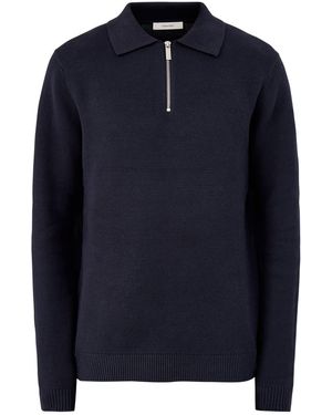 SELECTED Knit Half Zip Polo - Blue