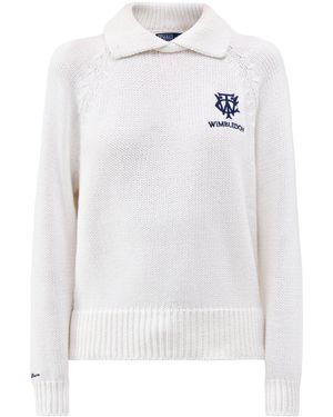 Polo Ralph Lauren Wimbledon Logo Collared Jumper - White