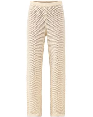 Pretty Lavish Imani Pointelle Knit Trousers Cream - Natural