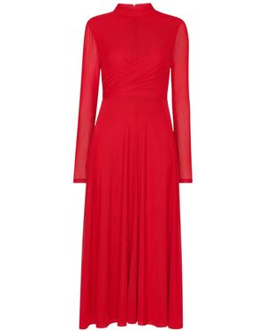 Whistles Women's Arabella Ruched Mesh Dress - Red